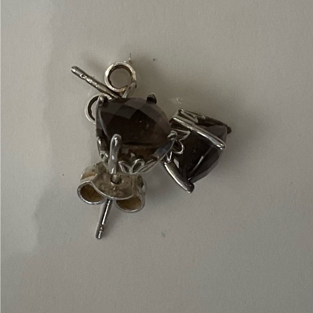 Smokey Quartz and silver earrings
